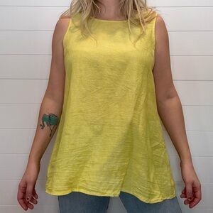 Sigrid Olsen Bright Yellow Sleeveless Linen-Blend Tank